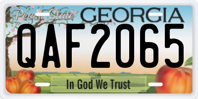GA license plate QAF2065