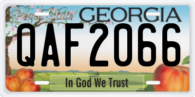 GA license plate QAF2066