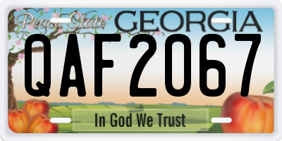 GA license plate QAF2067