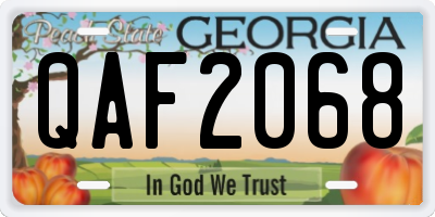 GA license plate QAF2068