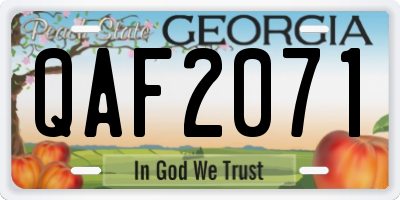 GA license plate QAF2071