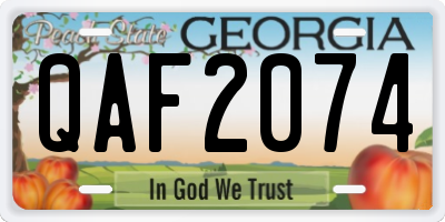 GA license plate QAF2074
