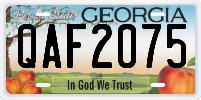 GA license plate QAF2075