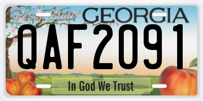 GA license plate QAF2091