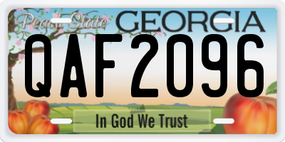 GA license plate QAF2096