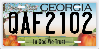 GA license plate QAF2102