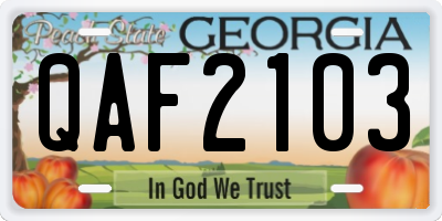 GA license plate QAF2103