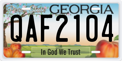 GA license plate QAF2104