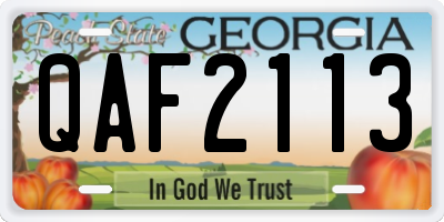 GA license plate QAF2113