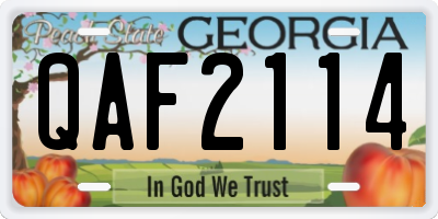 GA license plate QAF2114