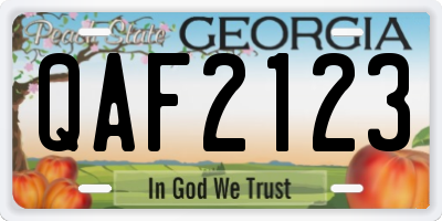 GA license plate QAF2123