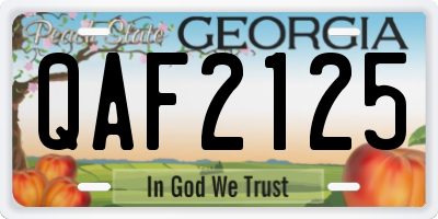 GA license plate QAF2125