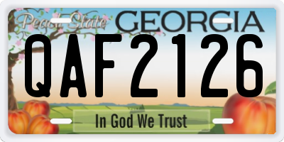 GA license plate QAF2126