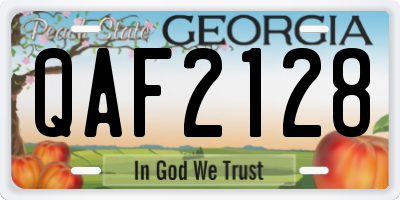 GA license plate QAF2128