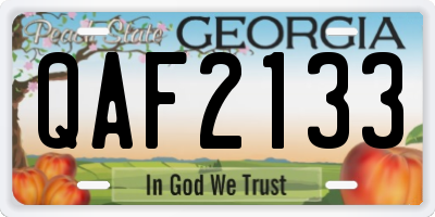 GA license plate QAF2133