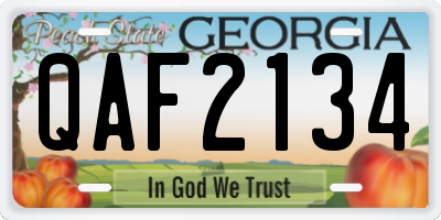 GA license plate QAF2134