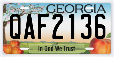 GA license plate QAF2136