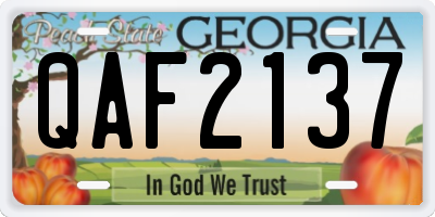 GA license plate QAF2137
