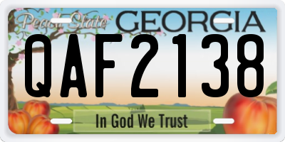 GA license plate QAF2138