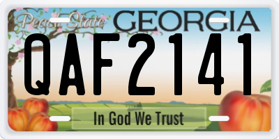 GA license plate QAF2141