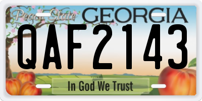 GA license plate QAF2143
