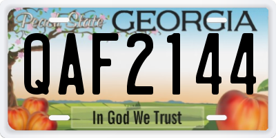 GA license plate QAF2144