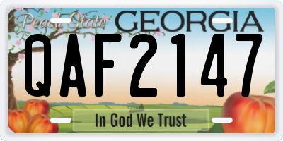 GA license plate QAF2147