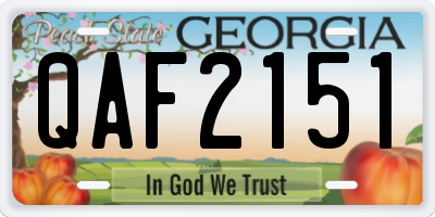 GA license plate QAF2151