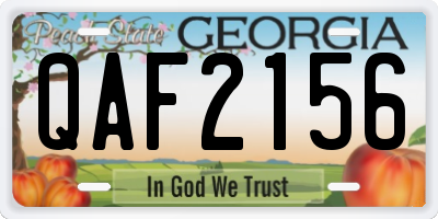 GA license plate QAF2156