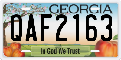 GA license plate QAF2163