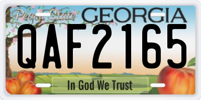 GA license plate QAF2165