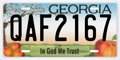GA license plate QAF2167