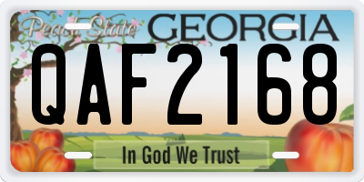 GA license plate QAF2168
