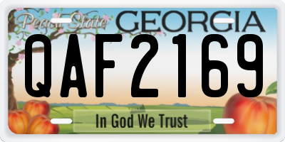 GA license plate QAF2169