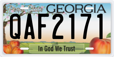 GA license plate QAF2171