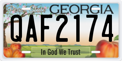 GA license plate QAF2174