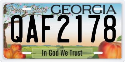 GA license plate QAF2178