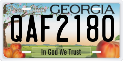 GA license plate QAF2180