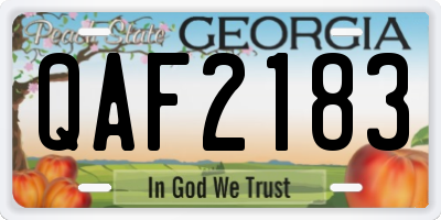 GA license plate QAF2183
