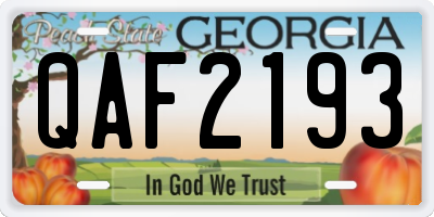 GA license plate QAF2193