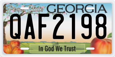 GA license plate QAF2198