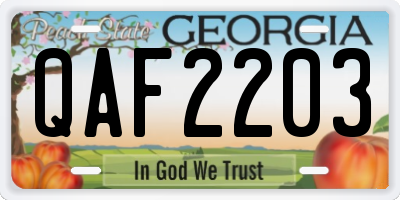 GA license plate QAF2203