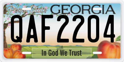 GA license plate QAF2204
