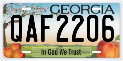 GA license plate QAF2206