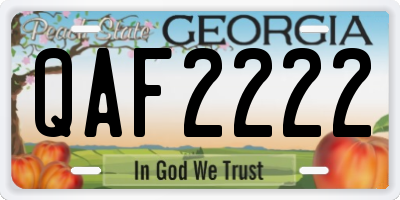 GA license plate QAF2222