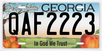 GA license plate QAF2223