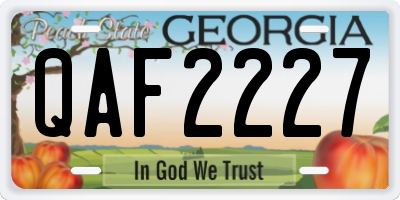 GA license plate QAF2227