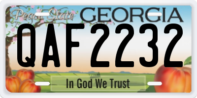 GA license plate QAF2232