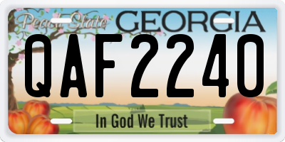 GA license plate QAF2240