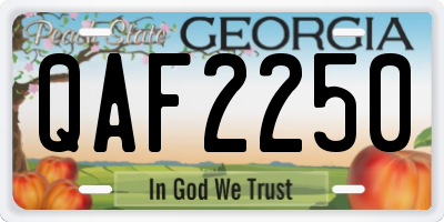 GA license plate QAF2250